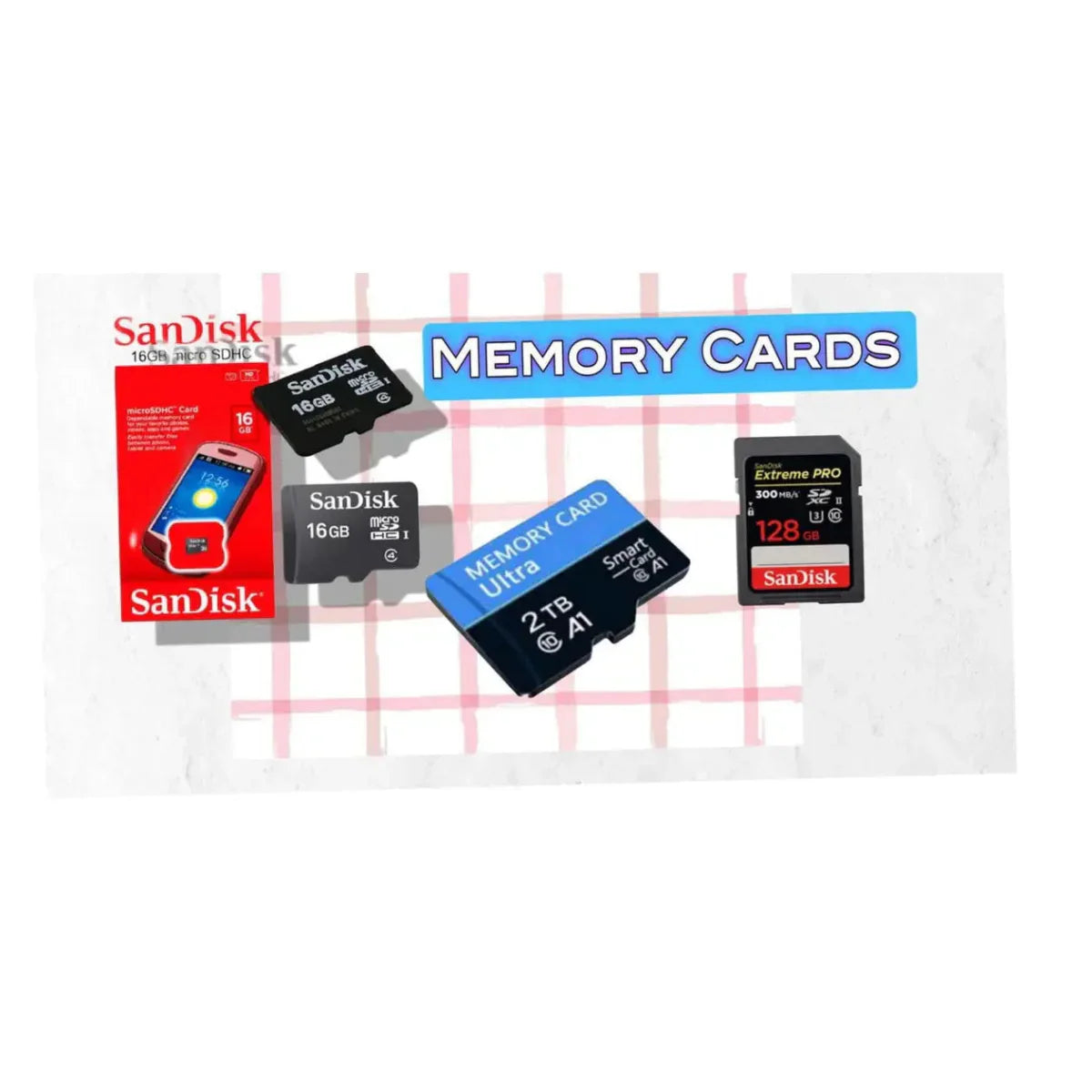 Collection of Memory Cards for Shopping RJ