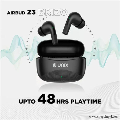 Unix Airbuds Z3 Brizo – 48hr Playtime Enc High Bass Bt 5.4 True Wireless Earbuds with Free Silicone Case