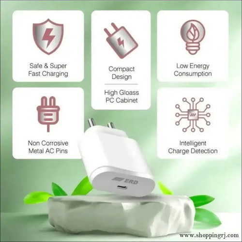 Erd 25w Pd Charger for Fast and Efficient Charging - White - Charger
