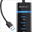 Zebronics 300hb 4 Port Usb 3.0 Hub with Hi-speed Data Transfer - Laptop Accessories