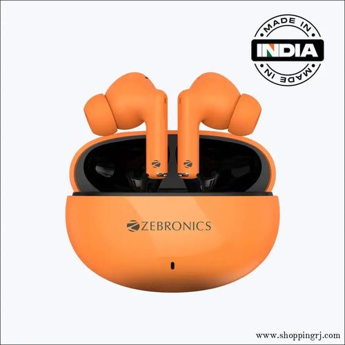 Zeb Pods 121 - V5.4 Tws Earbuds with 30h Enc,gaming Mode (upto 50ms) - Orange - Earbuds