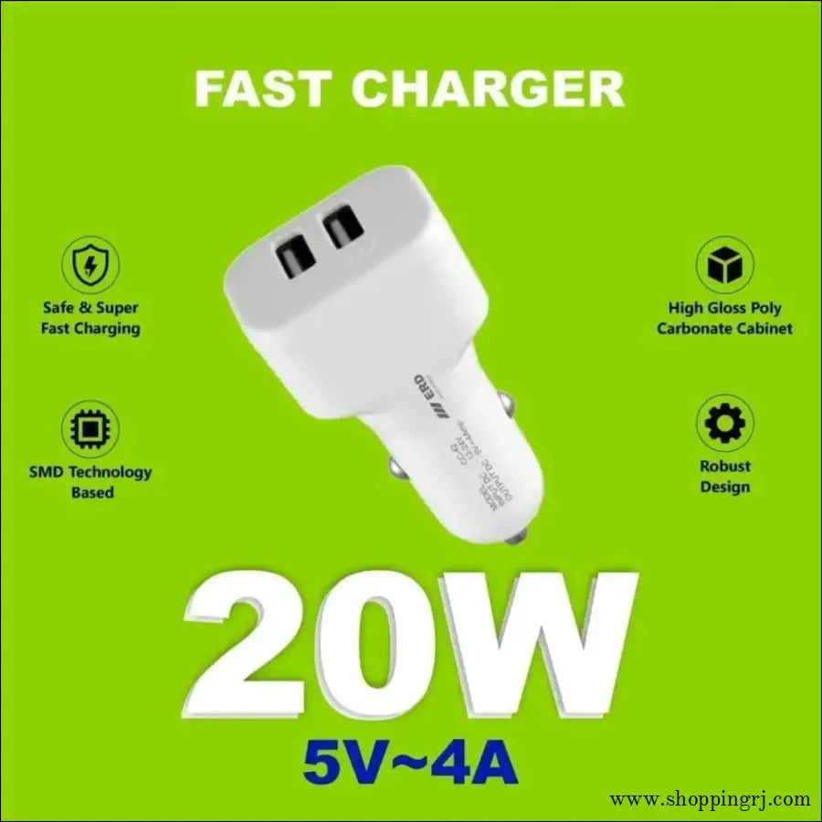 ERD FAST CAR CHARGER DUAL USB, CC-42 20W