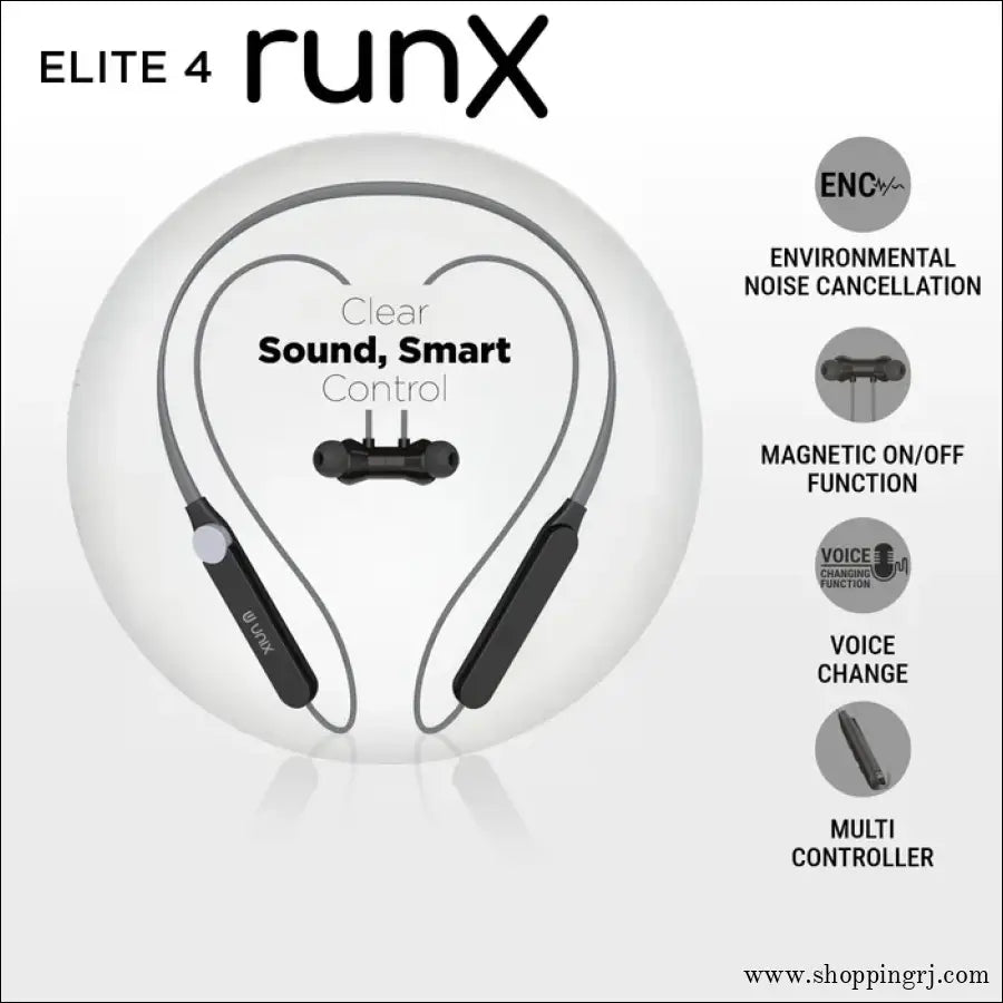 Unix Elite 4 Runx Wireless Neckband – 54H Playtime, ENC, Magnetic On/Off & Multi-Controller