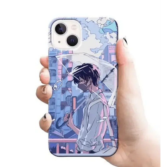 CUTE GIRL WITH UMBRELLA mobile cover RJ1777 Plastic hard case - Mobile covers - ANIME MOBILEcustomized mobile coveranime mobile covers