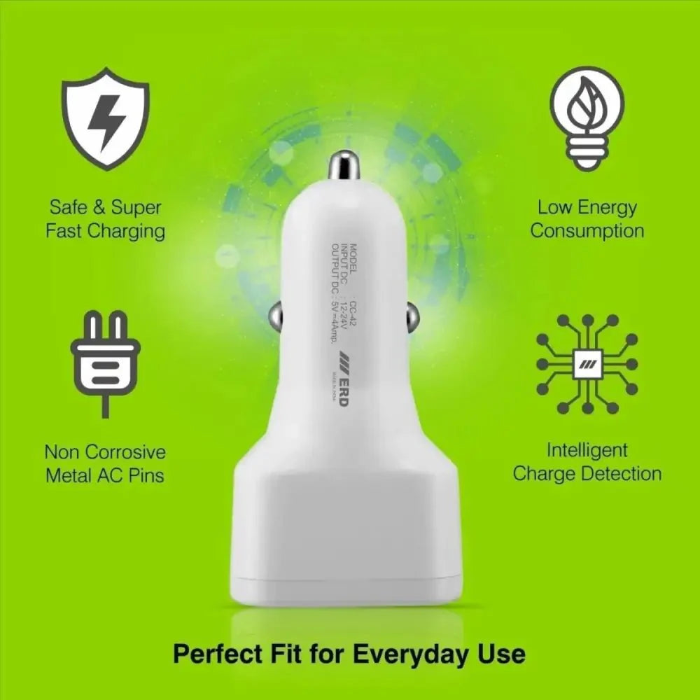 ERD FAST CAR CHARGER DUAL USB, CC-42 20W