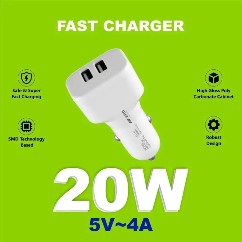 ERD FAST CAR CHARGER DUAL USB, CC-42 20W