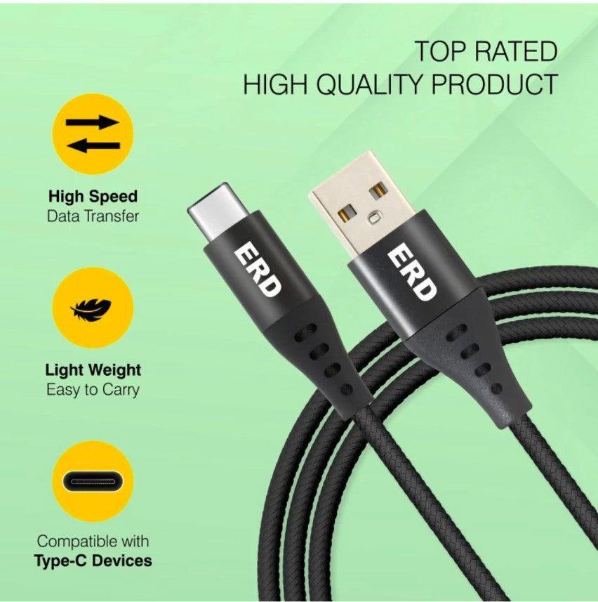 ERD UC 131 USB-C 35watt பின்னப்பட்ட தரவு கேபிள்