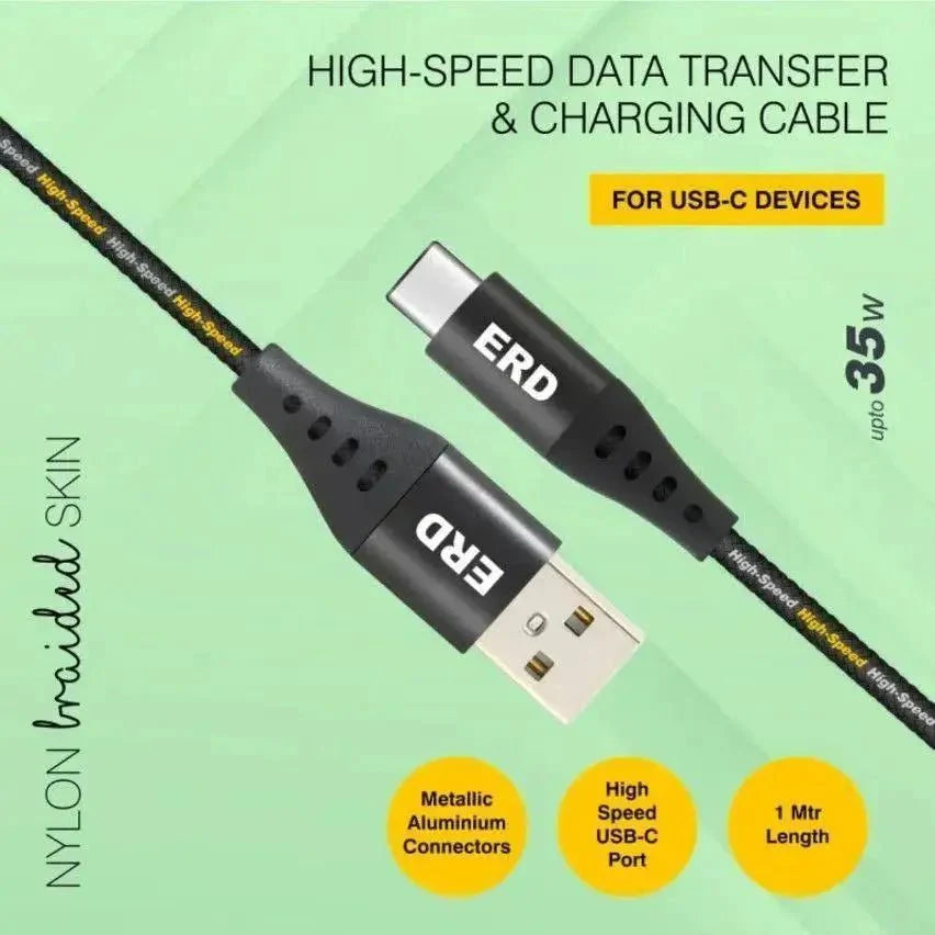 ERD UC 131 USB-C 35watt Braided Data Cable