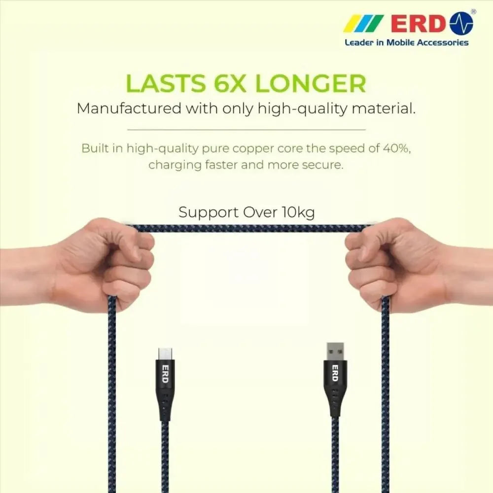 ERD UC - 59 Braided Metal Casing Micro USB Data Cable (Grey - Black) - Cable - cableRJ mobiles and accessories ThoothukudiNew arrival