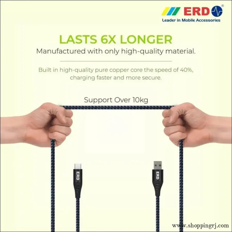 ERD UC - 59 Braided Metal Casing Micro USB Data Cable (Grey - Black) - Cable - cableRJ mobiles and accessories ThoothukudiNew arrival