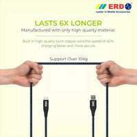 ERD UC-59 Braided Metal Casing Micro USB Data Cable (Grey-Black) - Shopping RJ 