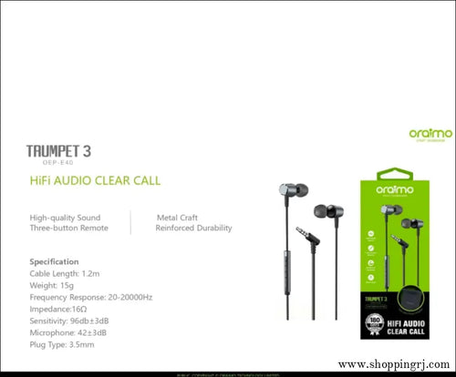 Oraimo Trumpet 3 Oep-40 Wired Earphone or Headset - Earphone
