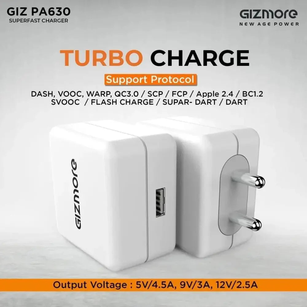 Gizmore 30w Turbo Power Adaptor GIZ PA630 - charger - chargerNew arrivalchargers