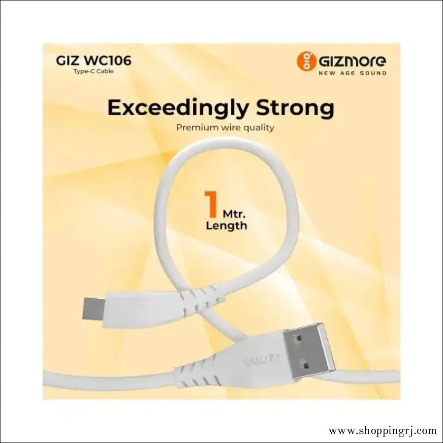 GIZMORE WC106 3.0A 1mt Type C With Fast Charge & Sync Function With High - Speed Data Transfer - Cable - cablegizmore brandcharging cable