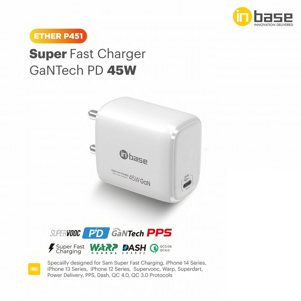 in Base Ether P451 45 W Fast Charger (Type C to Type C Cable, - Shopping RJ 