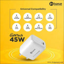 in Base Ether P451 45 W Fast Charger (Type C to Type C Cable, - 45watts chargerinbase brandchargers