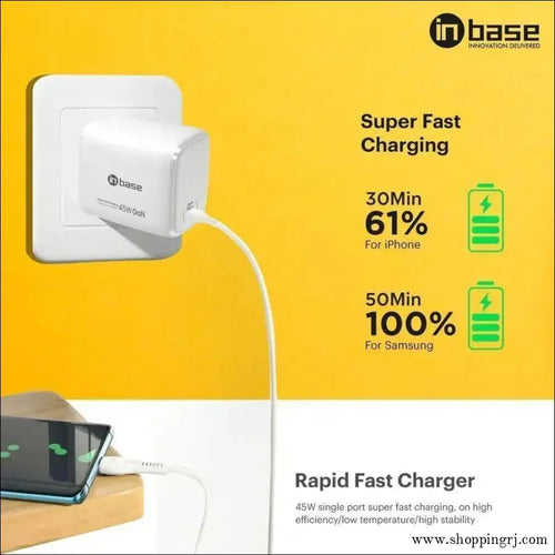 in Base Ether P451 45 W Fast Charger (Type C to Type C Cable, - 45watts chargerinbase brandchargers