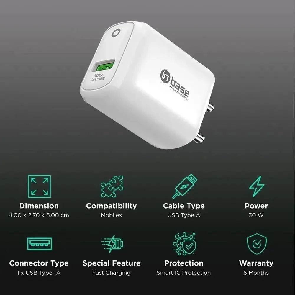 in base Ether SV301 30W SuperVOOC Charger (Adapter Only, White) - 30winbase brandchargers