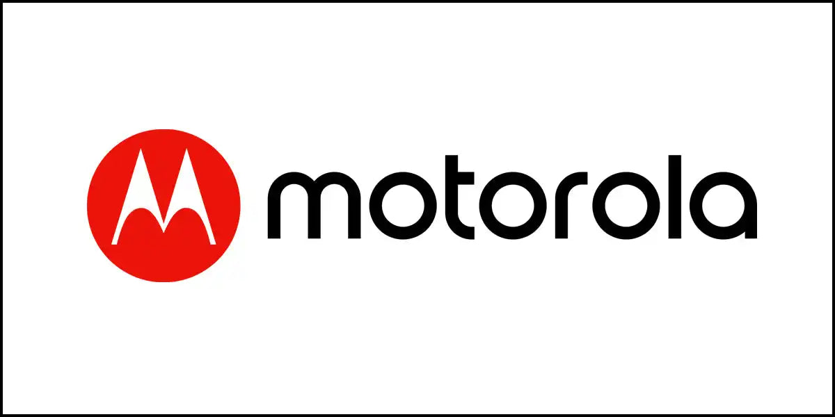 Motorola company logo featuring a red circular M symbol and black text.