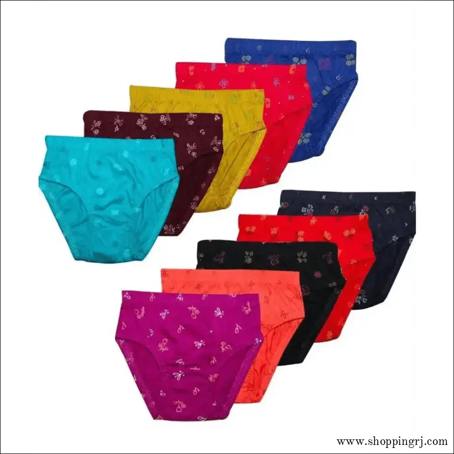 இன்னர் எலாஸ்டிக் கொண்ட புதிய நாள் பெண்கள் காட்டன் பிரிண்ட் உள்ளாடைகள்- பேக் ஆஃப் 10 (ஆம்லா ஜூனியர்)