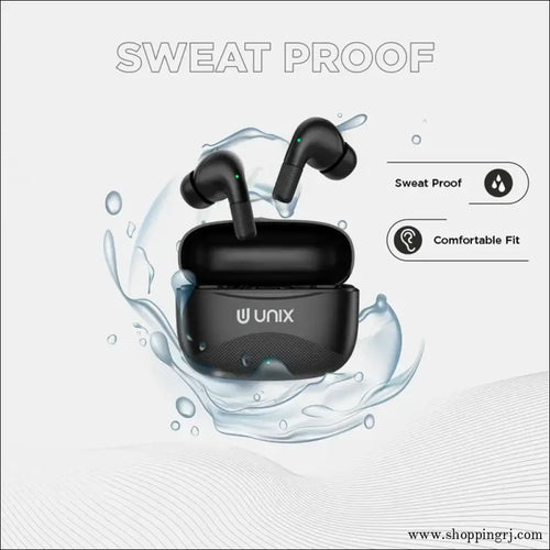 Unix Airbuds Z3 Brizo – 48Hr Playtime ENC High Bass BT 5.4 True Wireless Earbuds with Free Silicone Case - Black