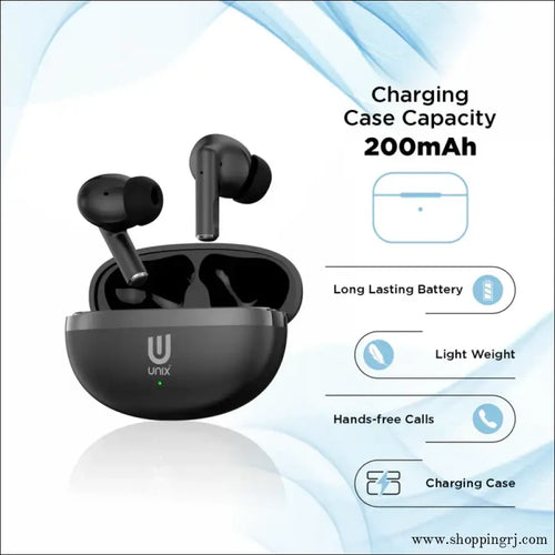 Unix Airbuds Z4 UNO – 40Hr Playtime High Bass BT 5.4 True Wireless Earbuds with 2 MOC IC Protection - Earbuds