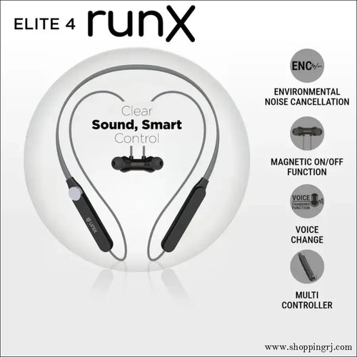 Unix Elite 4 Runx Wireless Neckband – 54H Playtime ENC Magnetic On/Off & Multi-Controller - Black - neckband