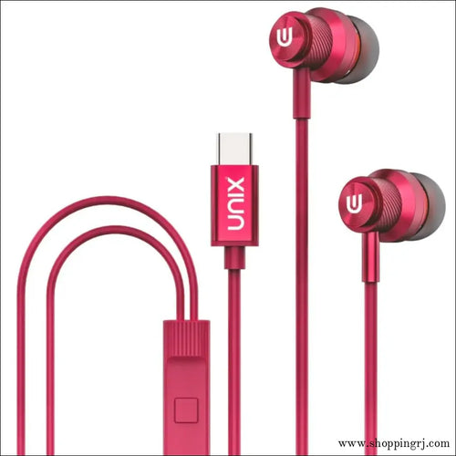 Unix Harmony Type C Wired Earphone for Clear Audio Quality - Red - Earphone