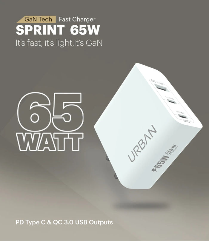 URBAN Sprint 65
Fast Charger With GaN Tech