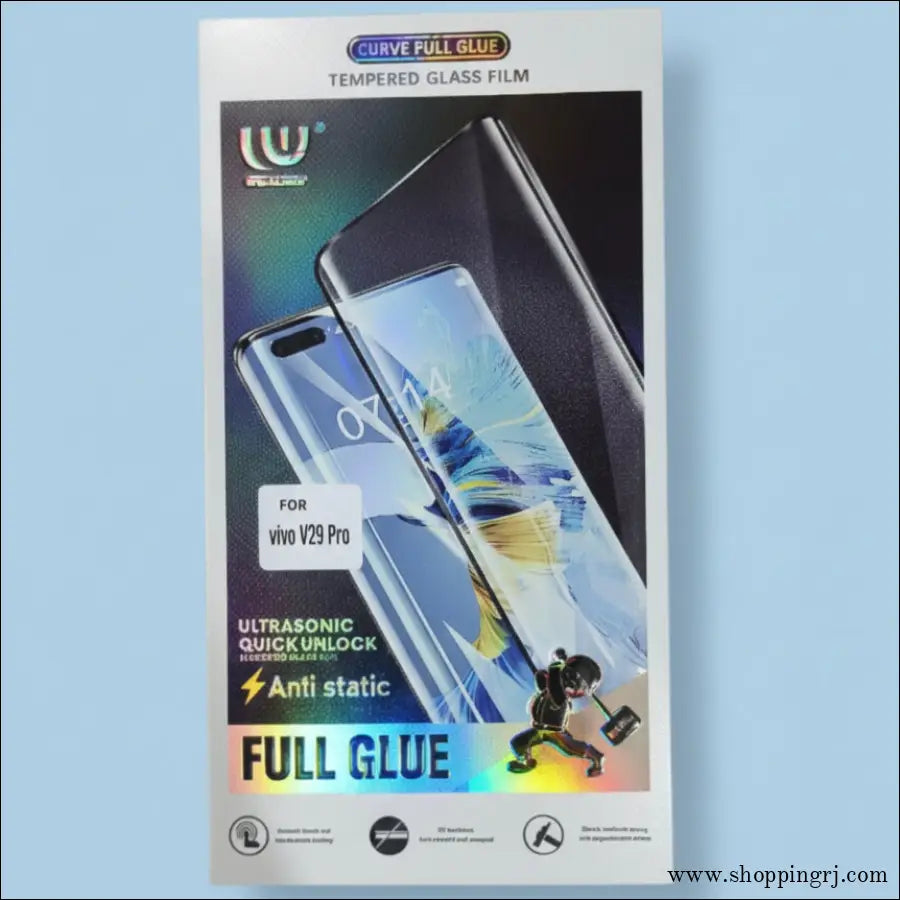 Vivo V29 Pro Full Glue Tempered Glass , Premium Quality Fingerprint Working