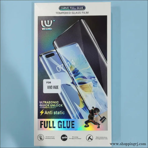 Vivo V60E Full Glue Tempered Glass , Premium Quality Fingerprint Working