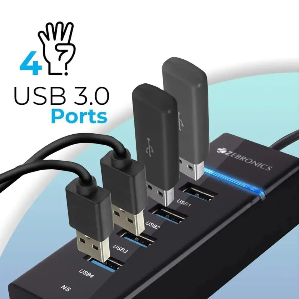 Zebronics 300HB 4 Port USB 3.0 Hub with Hi-Speed Data Transfer